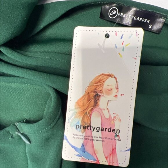 Prettygarden Green Dress One-Shoulder Maxi Bow & Ruched Side Detail Size Small - Picture 10 of 12
